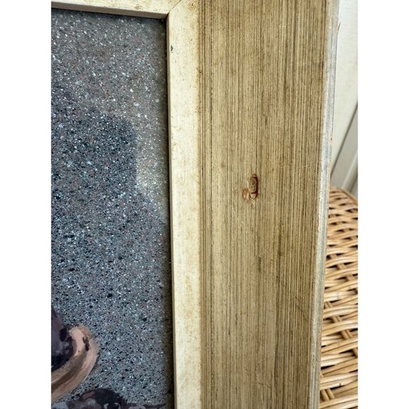 Vintage 40's Framed Acrylic Painting Creepy Victorian Girl Drinking Tea - Picture 7 of 16